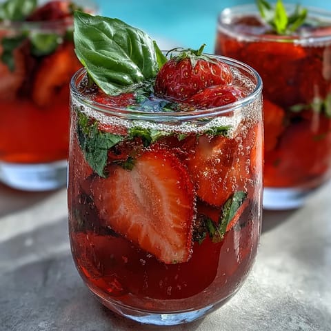 Strawberry Basil Sangria Mocktail