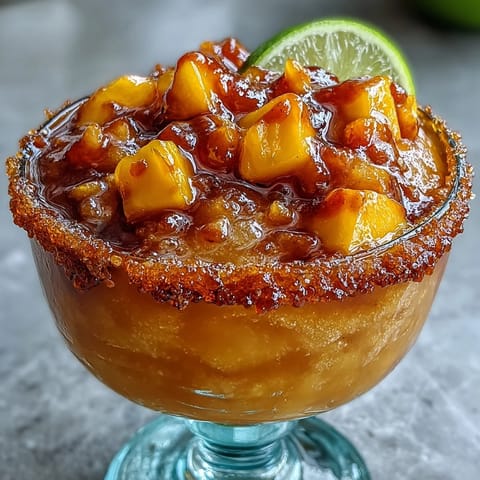 Frozen mangonada cup bursting with sweet mango, tangy chamoy, and a chili-lime rim.