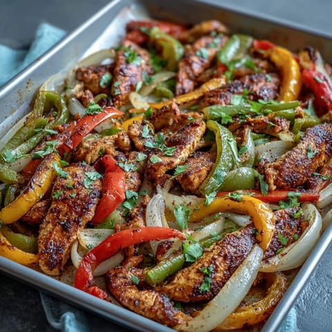 Juicy chicken fajitas with roasted peppers, a vibrant weeknight Mexican fiesta.