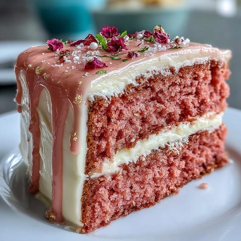 Beautifully frosted rosé dream cake, perfect for a festive bridal shower celebration.