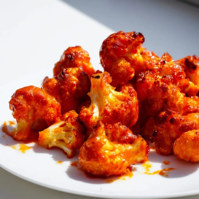 Crispy baked Buffalo Cauliflower Wings tossed in tangy hot sauce served with blue cheese dressing and fresh carrot sticks.