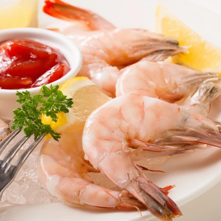 Classic shrimp cocktail appetizer served on a platter for entertaining.
