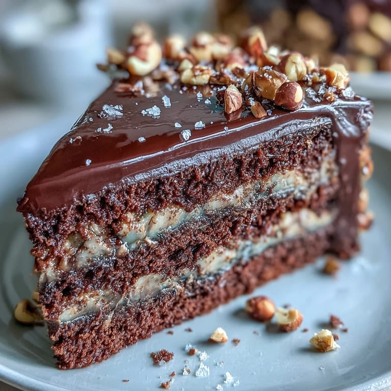 Plated Chocolate Celebration Cake with a fork, showing fudgy layers next to a glass of port.