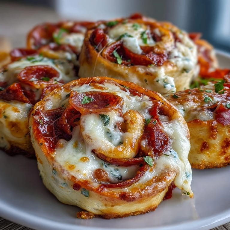 Freshly baked Tortilla Pizza Rolls on a baking sheet, brushed with olive oil and garnished with Italian seasoning.
