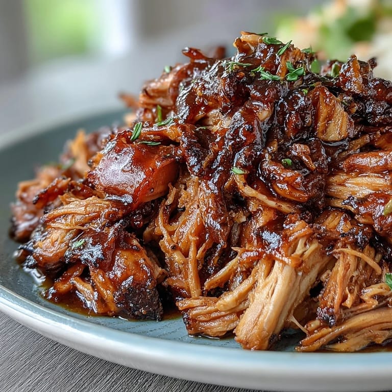 Crockpot Honey Peach BBQ Pulled Pork, juicy shredded pork coated in tangy BBQ sauce with fresh summer peaches.