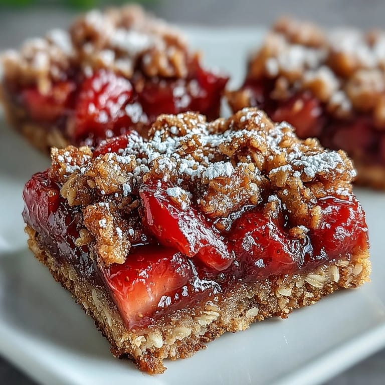 Delicious Strawberry Rhubarb Crumble Bars, perfect for a sweet spring dessert.