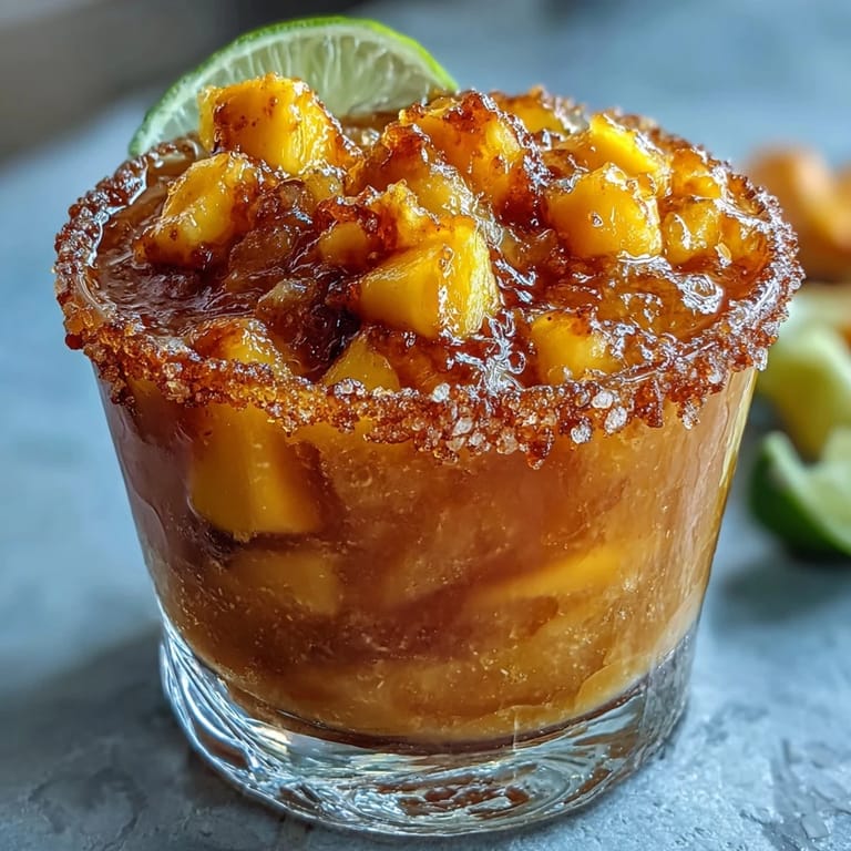 Refreshing Cinco de Mayo mangonada mocktail featuring frozen mango and a spiced rim.