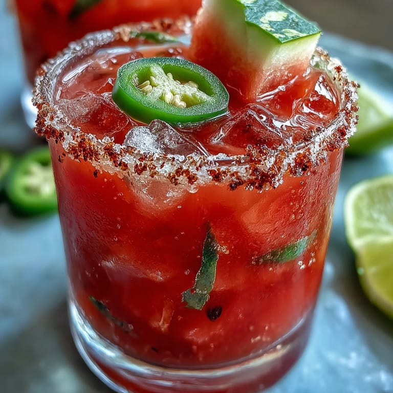 Refreshing alcohol-free Watermelon Jalapeño Margarita Mocktail, perfectly blended for a festive treat.