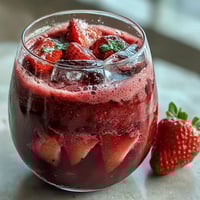 A vibrant glass of homemade Starbucks Strawberry Açaí Refresher, bursting with fresh strawberries and açaí flavor.