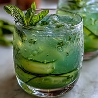 Green Detox Cucumber Mint Agua Fresca, blended with vibrant mint and lime, ready to sip.