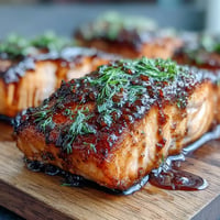 Glazed cedar plank salmon, smoky and sweet, perfect for a summer dinner.